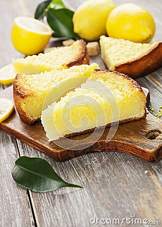 Lemon pie with yellow coconut Stock Photo