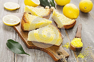 Lemon pie with yellow coconut Stock Photo