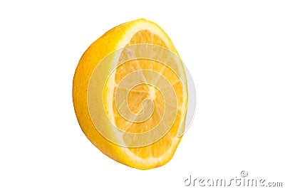 Lemon ripe slice isolated on white. Top view Stock Photo