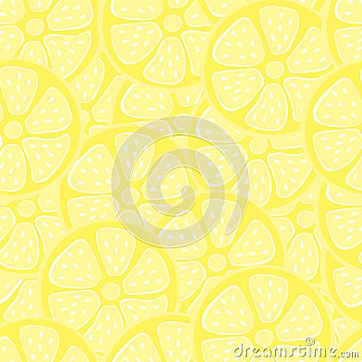 Lemon seamless background. Seamless pattern for design. fresh yellow lemon slices. Stock Photo