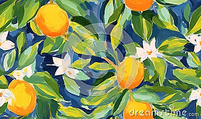 Lemon seamless pattern. Citrus fruits wallpaper. For fabric design, card Stock Photo