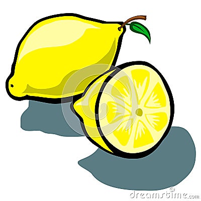 Lemon and Slice Vector Illustration