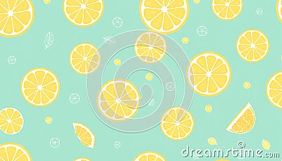 Lemon slices pattern background, citrus fruit, fresh design, vibrant and zesty, Stock Photo, Generative AI Stock Photo