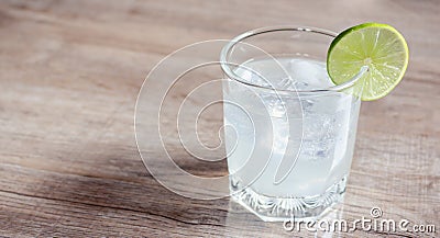 Lemon soda in clear glass Stock Photo