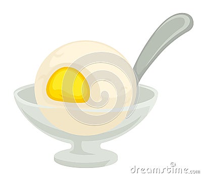 Lemon sorbet isolated dish ice cream with fruit flavor Vector Illustration