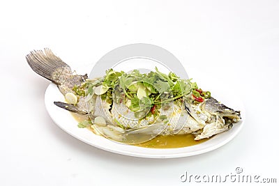 Lemon steamed snapper fish Stock Photo