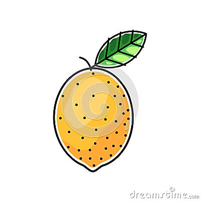 Lemon stylized with black outline Vector Illustration