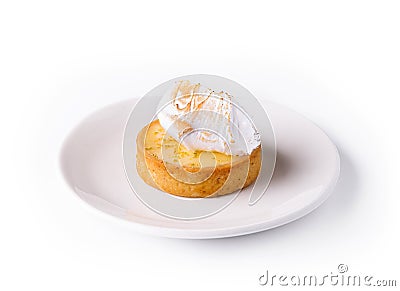 Lemon tartlet with meringue on plate Stock Photo