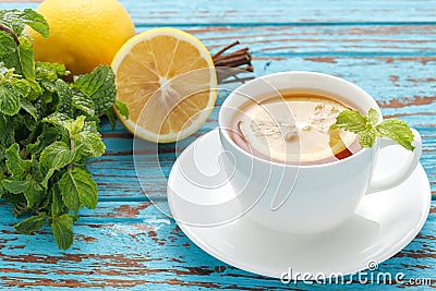 Lemon tea mint fresh drink summer refreshment still life Stock Photo