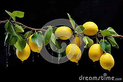 lemon tree branch with ripe lemons Stock Photo