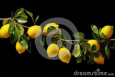 lemon tree branch with ripe lemons Stock Photo