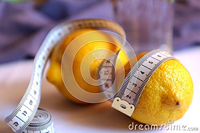 Lemon, water. Detox diet for weight loss. Stock Photo