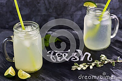 Lemonade on blackboard fresh Stock Photo