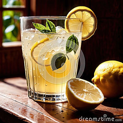 Lemonade, fresh squeezed lemon citrus fruit drink Stock Photo