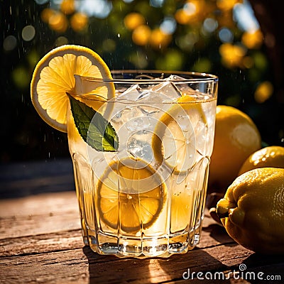 Lemonade, fresh squeezed lemon citrus fruit drink Stock Photo