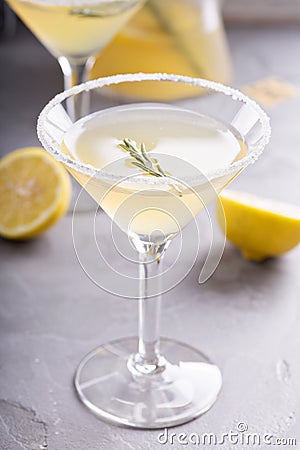 Lemonade martini with rosemary Stock Photo