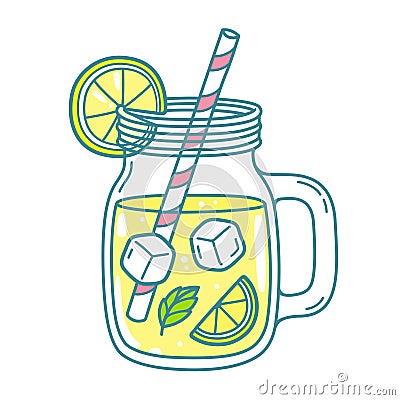 Lemonade in mason jar Vector Illustration