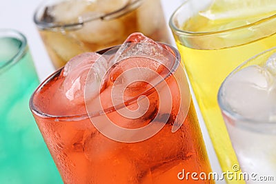 Lemonade soda drinks in glasses Stock Photo