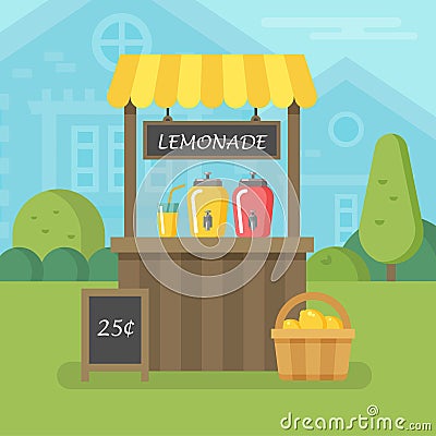 Lemonade stand flat illustration Vector Illustration