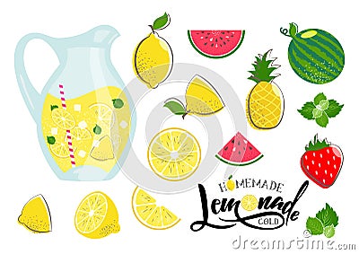 Lemonade summer set Vector Illustration