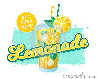 Lemonade - vector illustration. Retro banner Vector Illustration