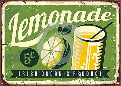 Lemonade vintage tin sign Vector Illustration