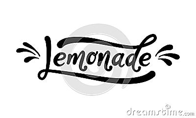 Lemonade word lettering. Black text on white background. Summer fresh drink. Modern calligraphy. Vector illustration. Vector Illustration