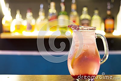 Lemonades with lemon, berries and mint Stock Photo