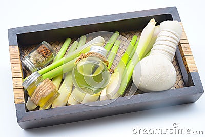 Lemongrass essential Oil with Aromatherapy Stock Photo