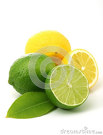 Lemons and green limes Stock Photo