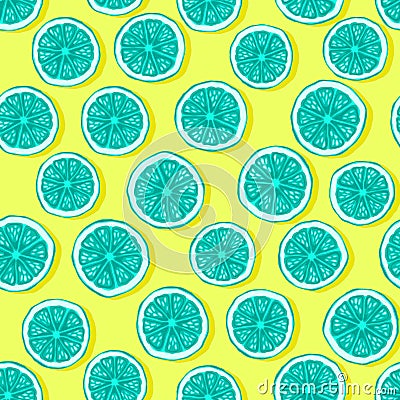 Lemons seamless pattern bright colours Vector Illustration