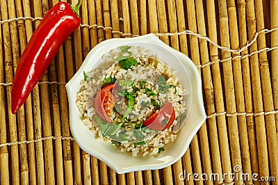 Lemony Barley Salad with Kale Pesto Stock Photo