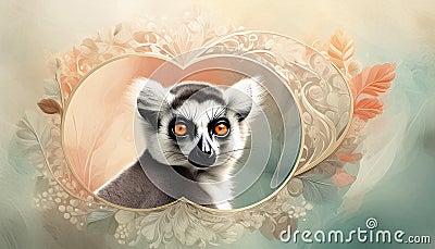 Lemur portrait. Portrait of single staring Lemur outdoors. Stock Photo