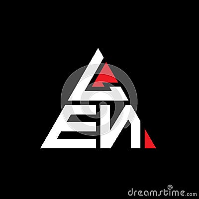 LEN triangle letter logo design with triangle shape. LEN triangle logo design monogram. LEN triangle vector logo template with red Vector Illustration