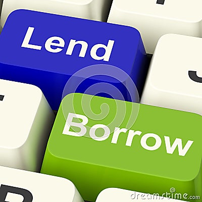 Lend And Borrow Keys Showing Borrowing Or Lending On The Internet Stock Photo