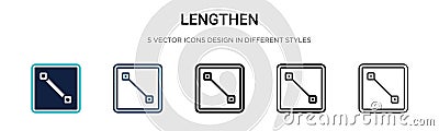 Lengthen icon in filled, thin line, outline and stroke style. Vector illustration of two colored and black lengthen vector icons Vector Illustration