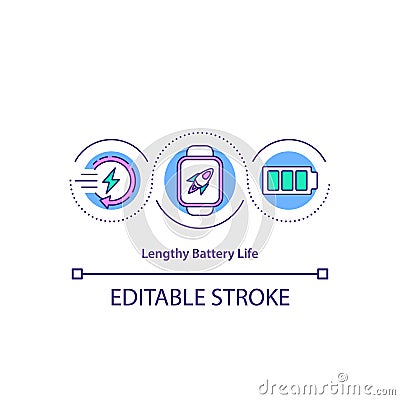 Lengthy battery life concept icon Vector Illustration