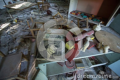 Abandoned school in Pripyat Chernobyl Exclusion zone Editorial Stock Photo