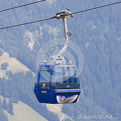 Lenk im Simmental, Switzerland - July 12, 2015: Ski lift in moun Editorial Stock Photo