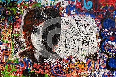 Lennon wall in Prague Editorial Stock Photo