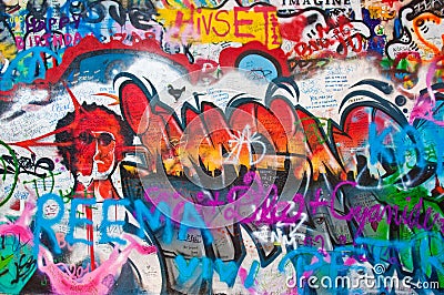 Lennon wall in Prague Editorial Stock Photo