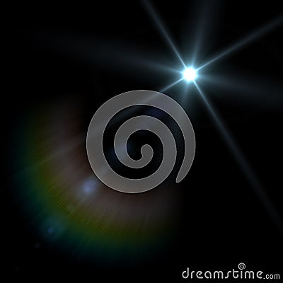 Lens flare effect over black background Stock Photo