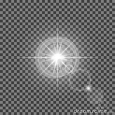 Lens flare isolated on transparent background. Sunlight special lens flare light effect. Vector. Vector Illustration