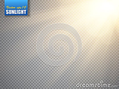 Lens flare light effect. Sun rays with beams isolated. Vector Vector Illustration