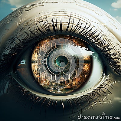 Lens of Perception: Exploring New Realities Stock Photo