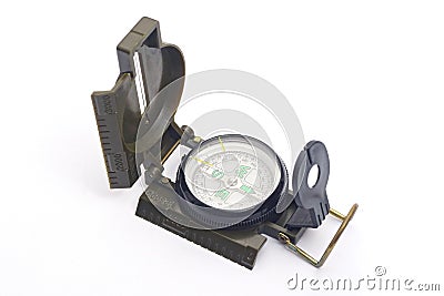 Lensatic compass with sighting hairline Stock Photo