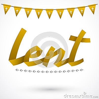 Lent Golden ribbon vector lettering, religious tradition Vector Illustration