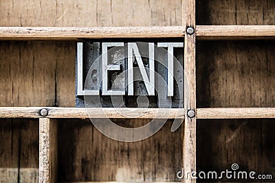 Lent Letterpress Type in Drawer Stock Photo