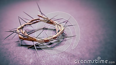 Lent Season,Holy Week and Good Friday concepts -image of crown of thorns in purple vintage background Stock Photo