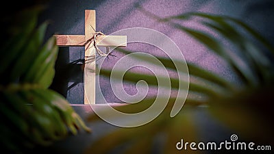 Lent Season,Holy Week and Good Friday concepts - image of wooden cross in vintage background Stock Photo